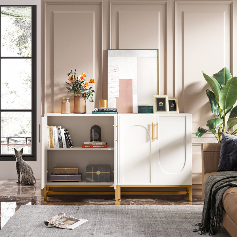 Buffet 59,1 po, Blanc / doré