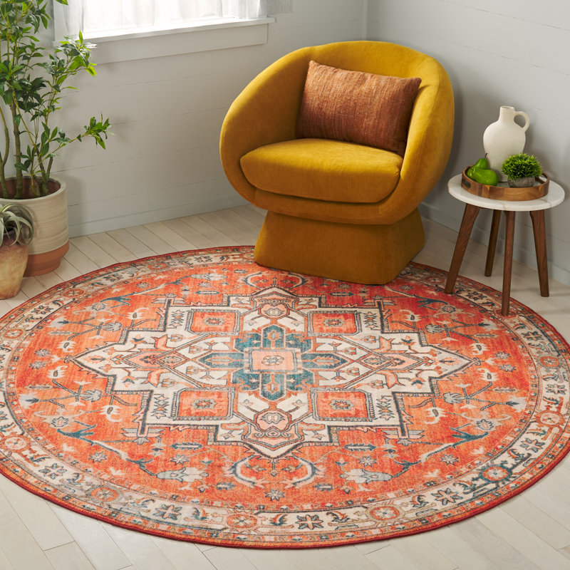 Tapis lavable à la machine Pavos, Rond 6 pi 7 po
