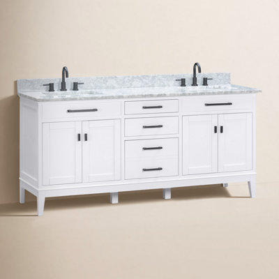 72" Carrara Marble Double Bathroom Vanity