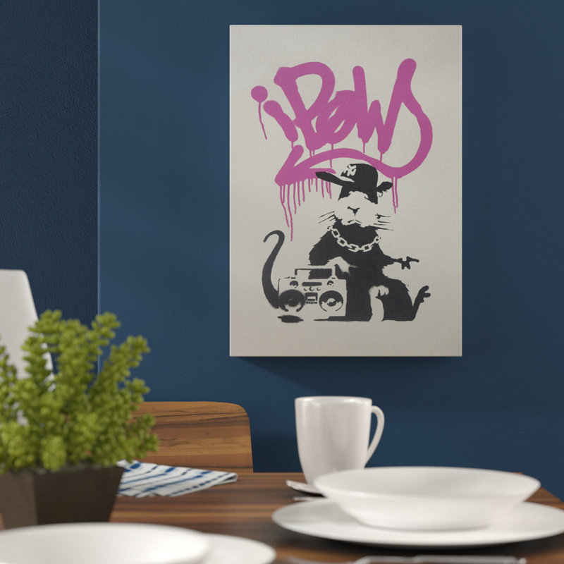 Gangsta Rat Wall Graffiti - Wrapped Canvas, 60cm H x 40cm W