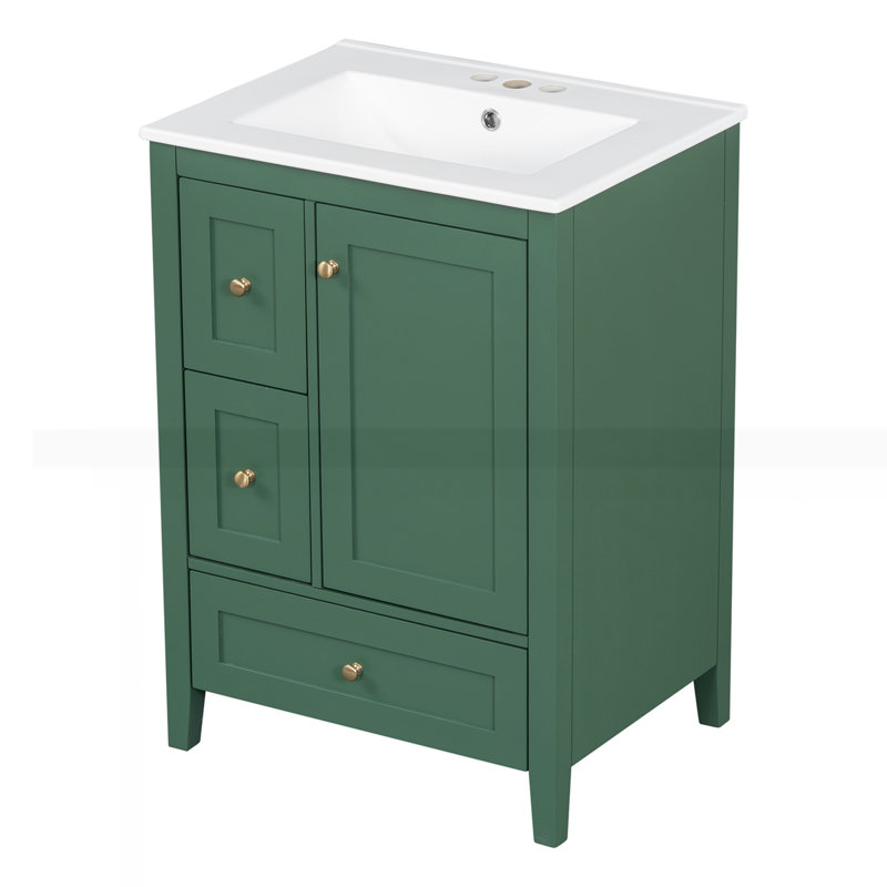 Meuble-lavabo de 24 po avec rangement, Vert