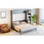 Grey Queen Bed With Integrated Desk And Shelf Compartments, Pine , Easy Fold For Space Utilization, No Box Spring Book Storage Materials, Space Design, Multiple Options-622984181-622984138
