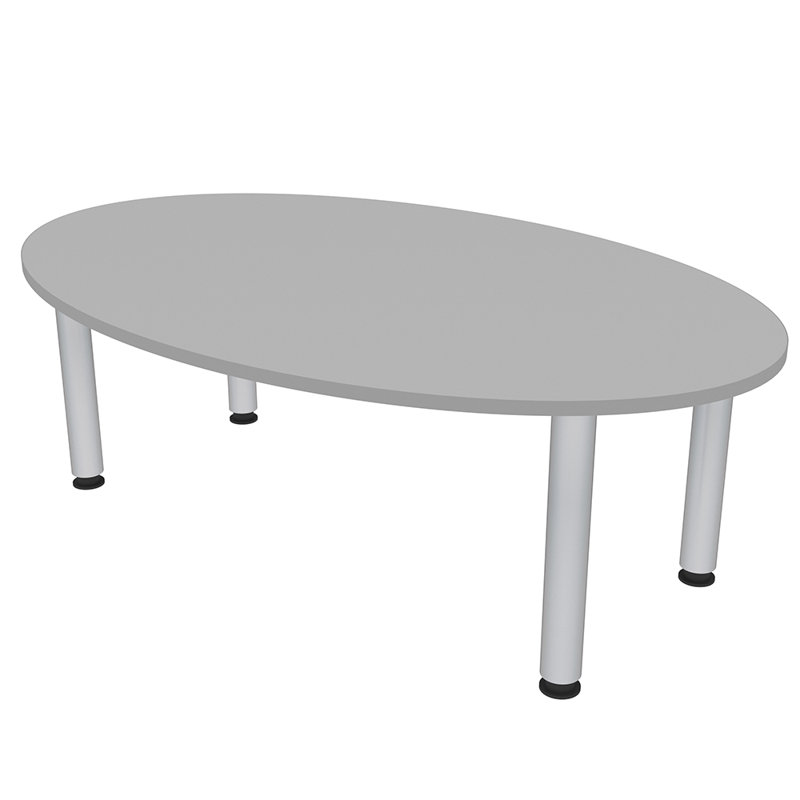 Table de conférence ovale 5 pieds avec pieds, Gris clair, H 29 po x l 60 po x P 34 po