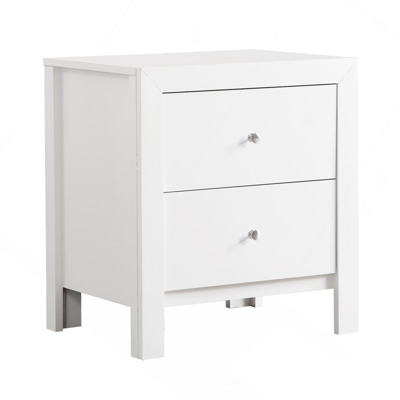 Table de chevet transitionnelle blanche élégante, Blanc