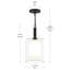 Luminaire suspendu noir mat à 1 lumière avec abat-jour en verre Mack-127419978