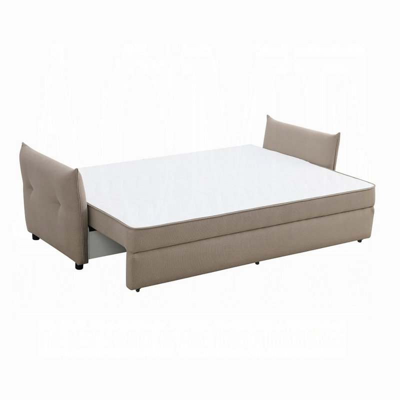 Canapé-lit en tissu Brosius, Beige, H 36,06 po x l 87,02 po x P 32,02 po, Velours beige