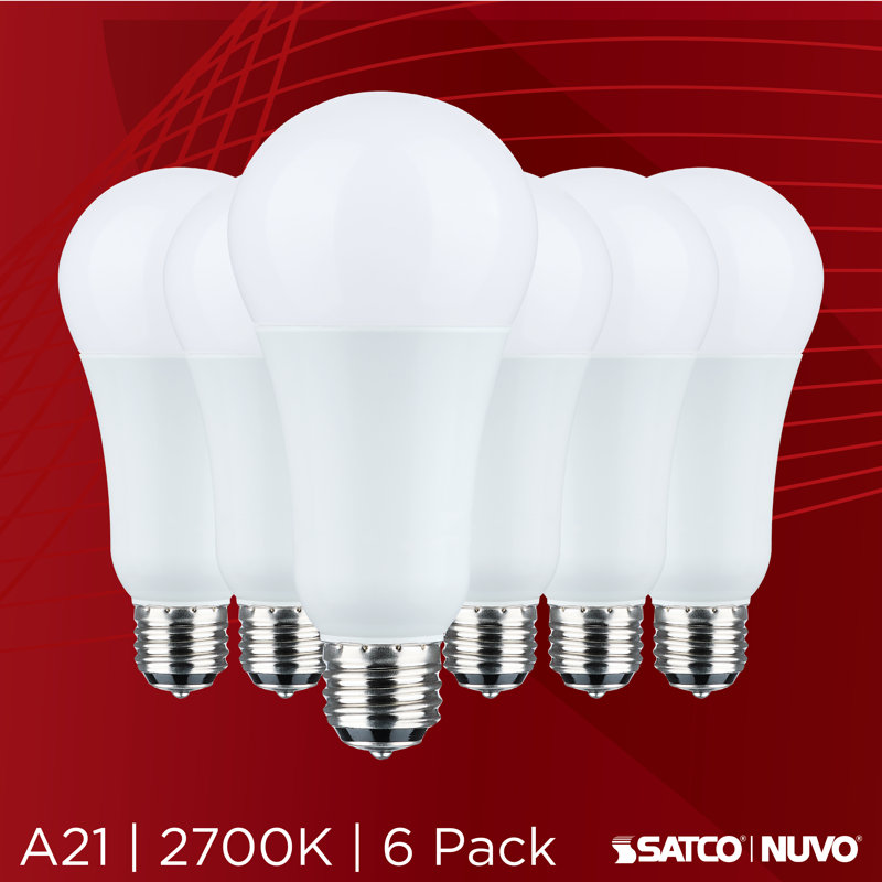 5/14/20 Watt A21 LED 3-Way Lamp White Finish 5000K CCT Medium Double Contact Base 120 Volt, 2700 Kelvins