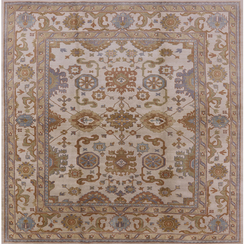 Tapis oriental brun / beige, Carré 5 pi