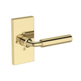 La Conner Privacy Lever with Contemporary 5in Rose in Unlacquered Brass