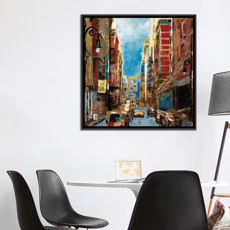 « brillante lights, big city i », reproduction sur toile, H 18 po x l 18 po x P 1,5 po, Toile avec cadre noir, Pas de tapis