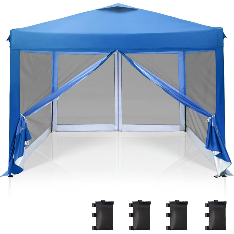 Instant Pop-Up Canopy Tent With Netting, Adjustable Height, Vented Top, And Multiple Side Walls For Outdoor Shade And Insect Protection
