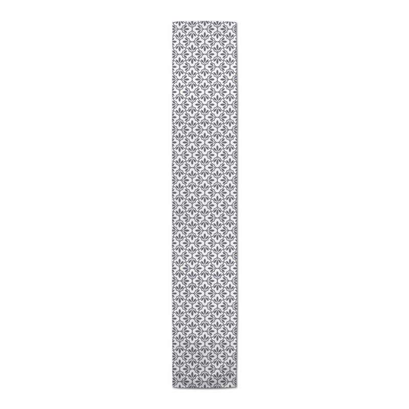 Alaistair Rectangle Geometric Polyester Table Runner, 90" x 16", Dark Gray