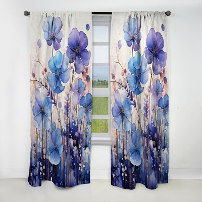 Purple Tranquil Petals IV - Botanicals Curtain - Blackout Abstract Curtain - 1 Panels