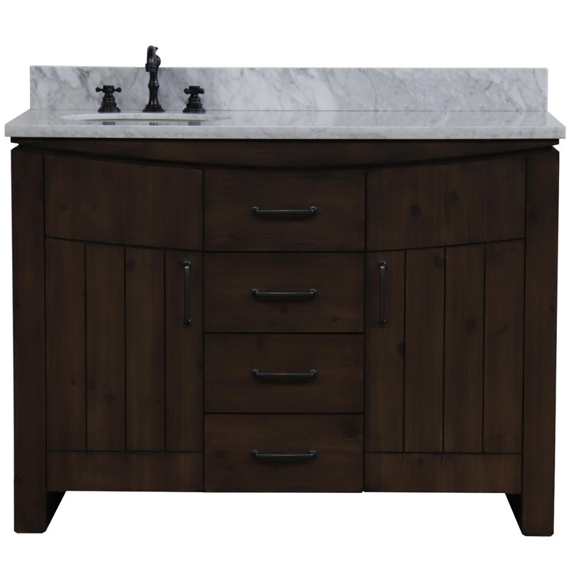 48'' Single Bathroom Vanity with White Marble Top