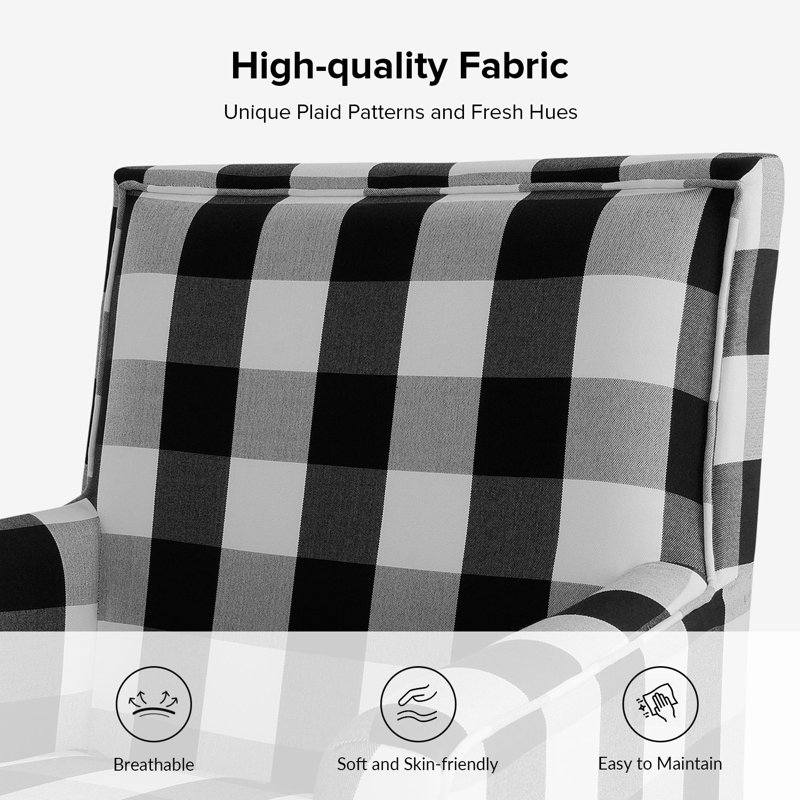 Fauteuil Amara de 69,85 cm de large, À carreaux noirs