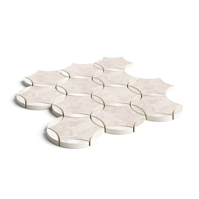 Étoile zen 3 pouces mosaïque mixte ivoire, Ivory