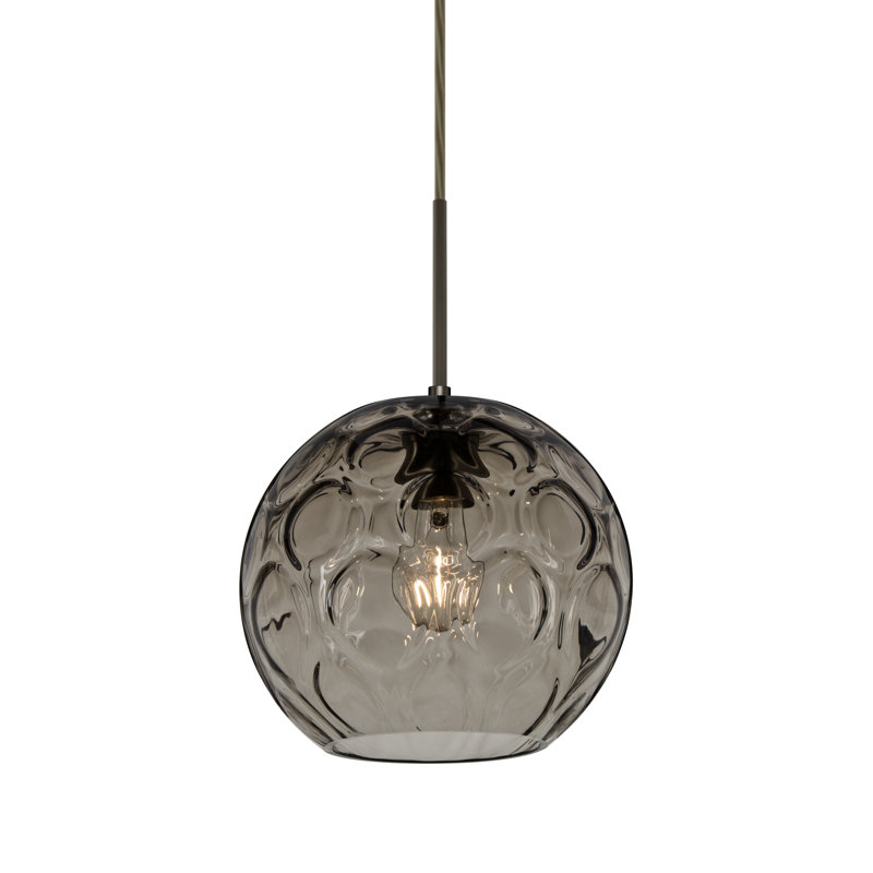 Luminaire suspendu sphère 1 lumière Bombay, Bronze brossé, Fumée
