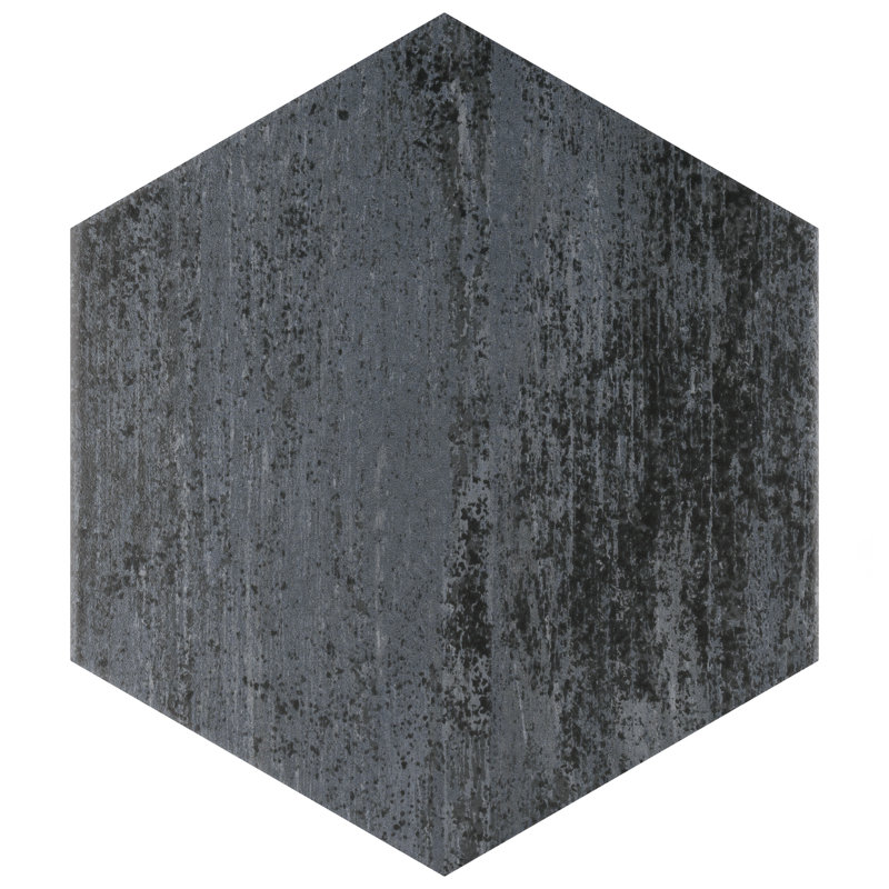 Carreau en porcelaine aspect bois 9 po x 10 po Cassis Hex, Noir