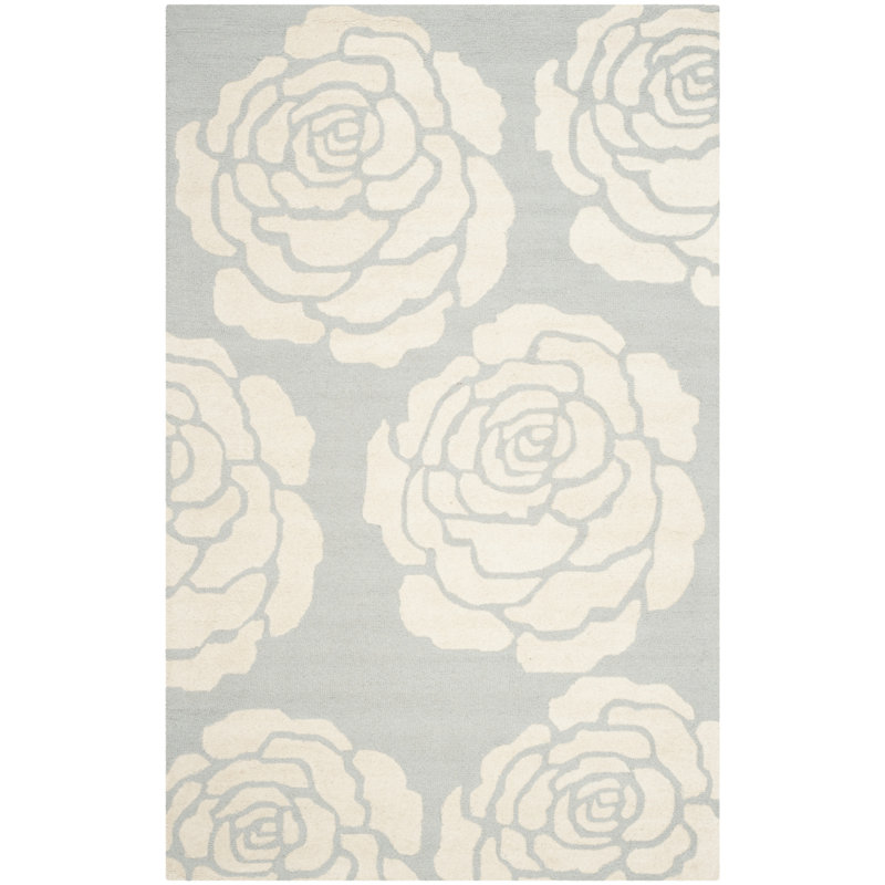 Tapis gris / ivoire en laine touffeté à la main Cannen, Rectangle 8 pi x 10 pi