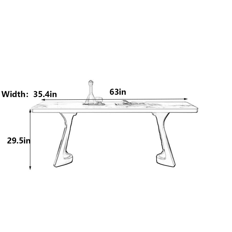 Sleek Stainless Steel Dining Table, 29.5"H x 63"L x 35.4"W