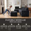 Canapé modulaire en U 145 po, 4 places avec 2 repose-pieds, noir-132847140-132847143