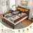 Farmhouse Storage Bed Frame With Headboard & Led Light & Usb, 4 Drawers Under Bed, Built In Charging Station, No Noise, No Box Spring Needed-1401402804-1401402810