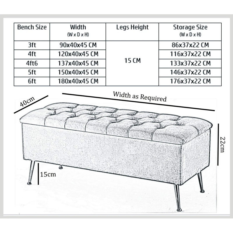 Amara Wide Velvet Tufted Rectangle Storage Ottoman Footstool Upholstered Bench with Legs for Living Room & Bedroom, Silver