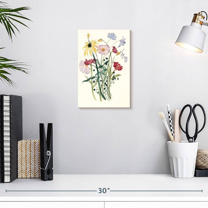 Harnek, aquarelle de fleurs sauvages I, H 12 po x l 8 po