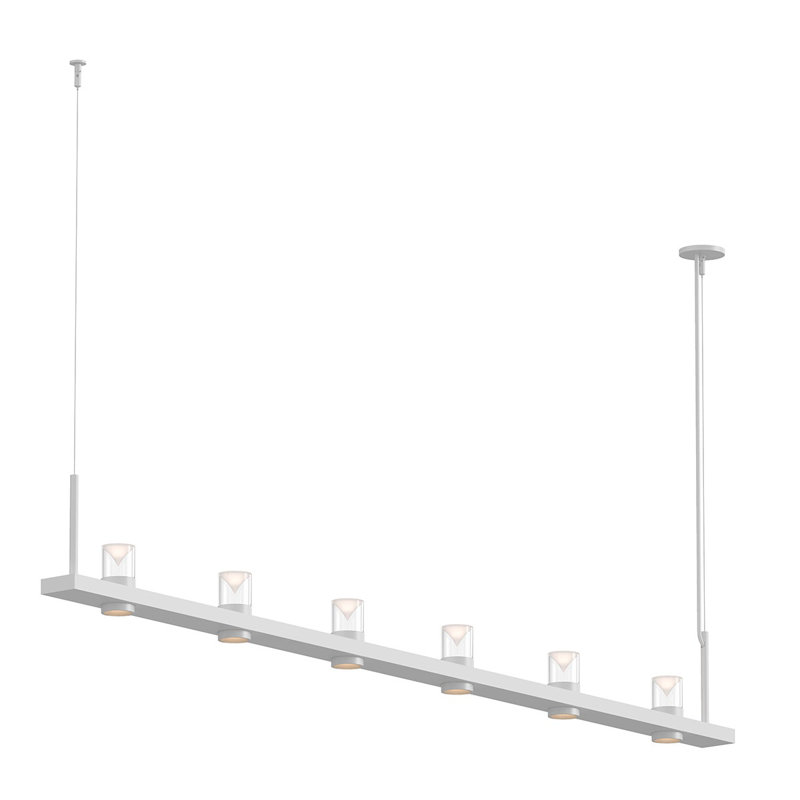 Intervals® 6 - Light LED Pendant, 11.5" H x 96.25" W x 4"D, Clear, White