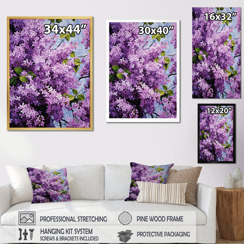 Lilas, minimalisme, rêve sur toile, H 44 po x l 34 po x P 1,5 po, Toile tendue