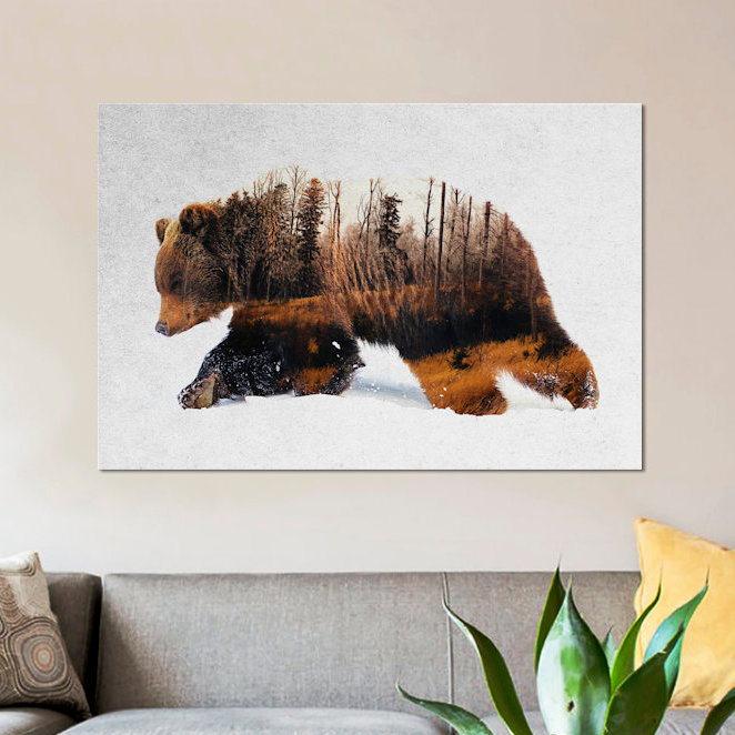 « voyage bear », impression sur toile, H 26 po x l 40 po x P 1,5 po