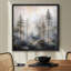 «Misty Pine Forest Landscape», neutre, forêt naturelle, images, impression sur toile encadrée-126031437-126031438
