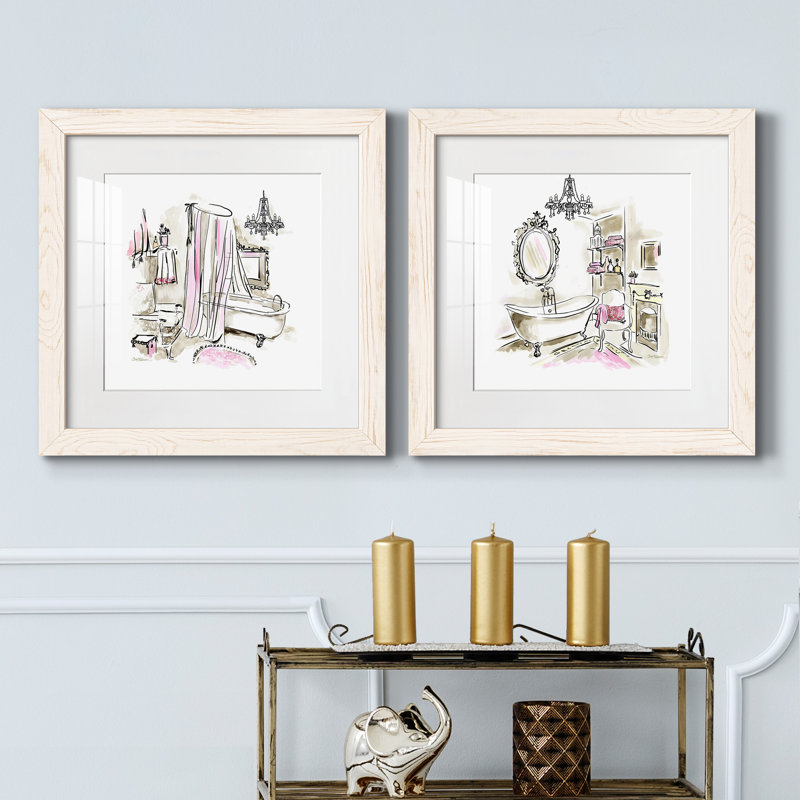 «Pink Opulence I», ensemble de 2 cadres photo, H 20 po x l 40 po x P 1,5 po, Cadre blanc