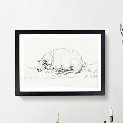 Resting Sheep by Jean Bernard - Picture Frame Drawing Print