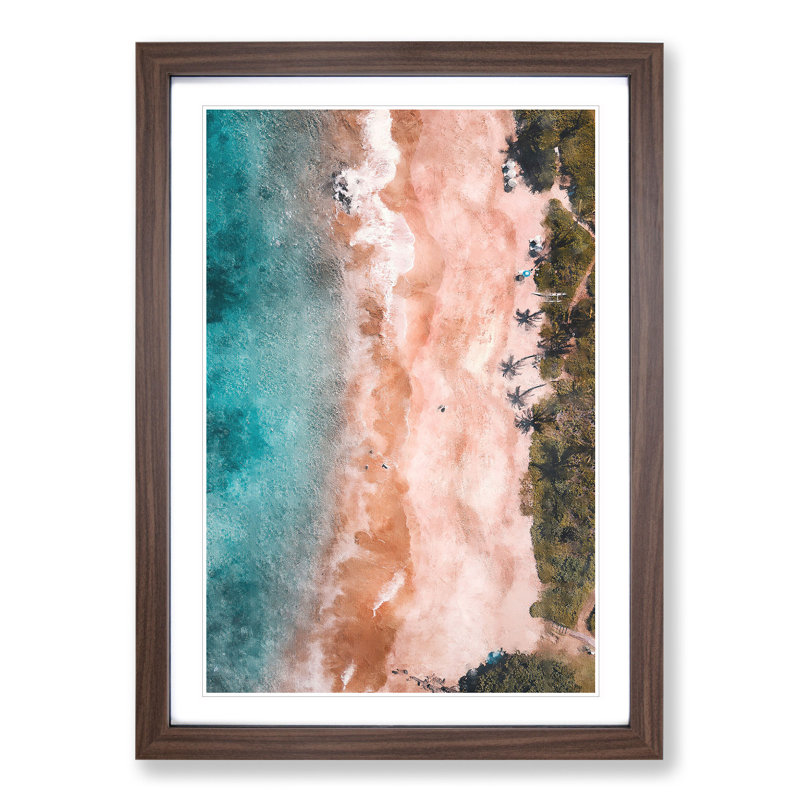 Beach in Maui Hawaii - Picture Frame Painting, 65cm H x 48cm W x 2cm D, Walnut Framed