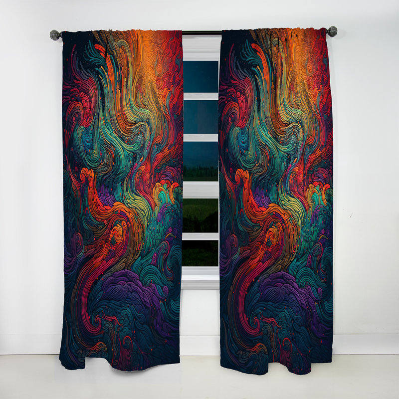 Diem - Rainbow Colored Waves III - Rideau moderne - Velours obscurcissant - 1 panneau, L 52 po x L 120 po