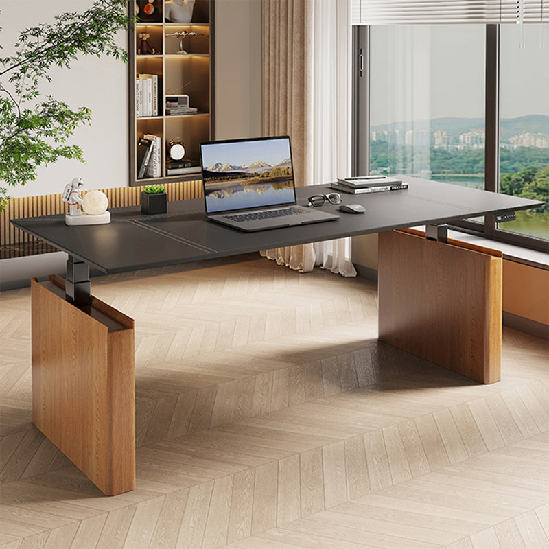 Bureau debout noir en cuir, H 49,21 po x l 62,99 po x P 27,56 po