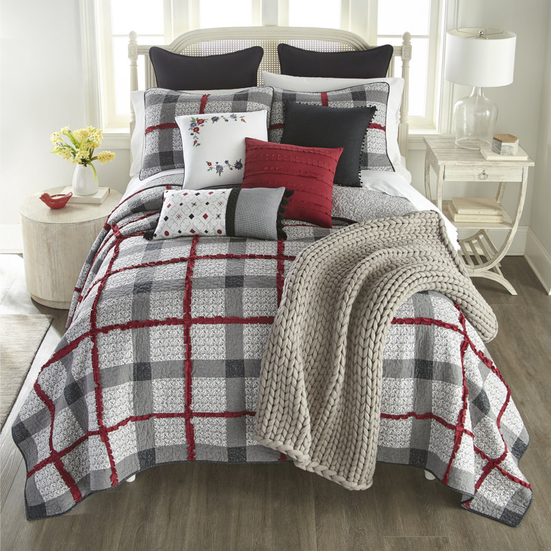 Ensemble de courtepointe en coton 3 pièces Donna Sharp Dawson, Courtepointe grand + 2 taies décoratives standard