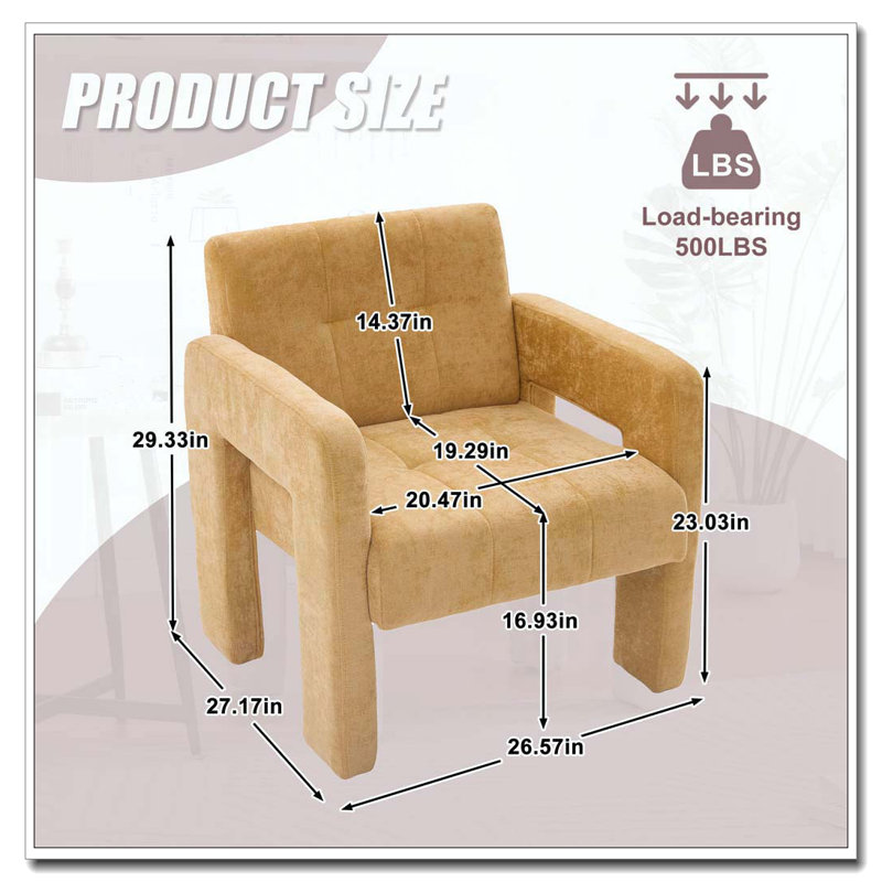 Fauteuil rembourré, Jaune moutarde