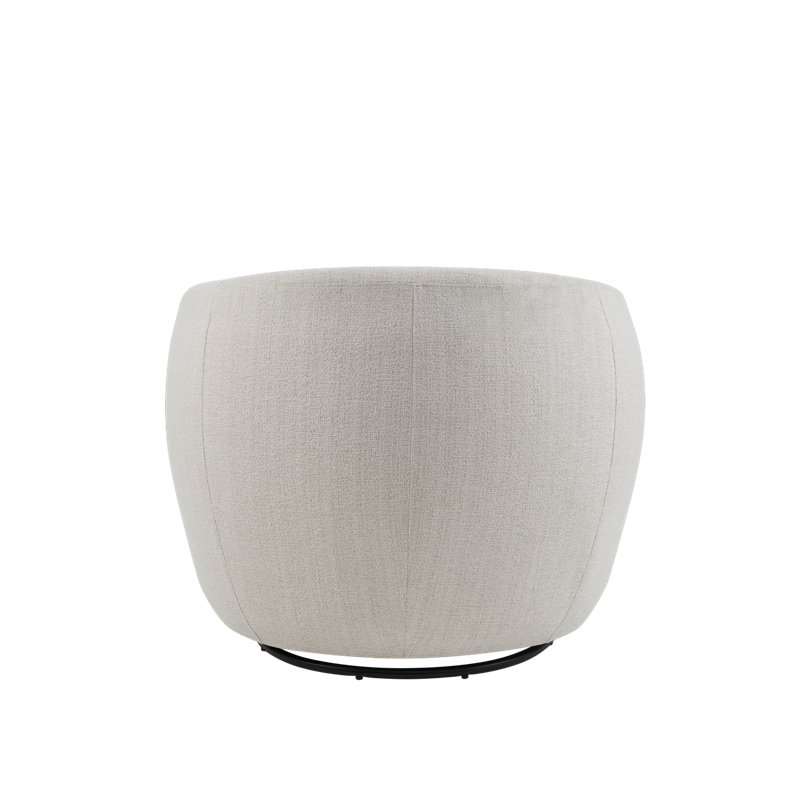 Fauteuil pivotant contemporain Ginevra, fauteuil d'appoint de salon, fauteuil pivotant confortable, Blanc cassé