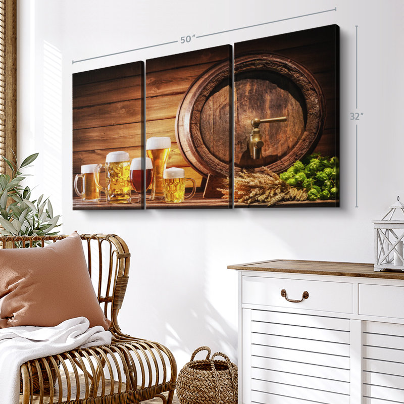 " Beer Barrel ", 32" H x 50" W x 1.25" D