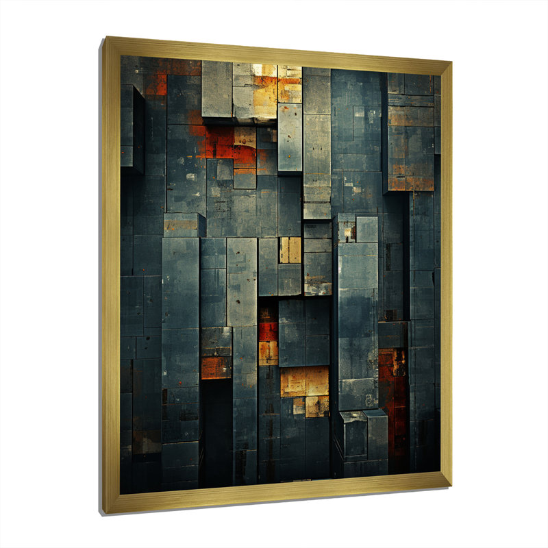 City Blue Retro Minimalisme - impressions géométriques murales modernes, H 32 po x l 24 po x P 1 po