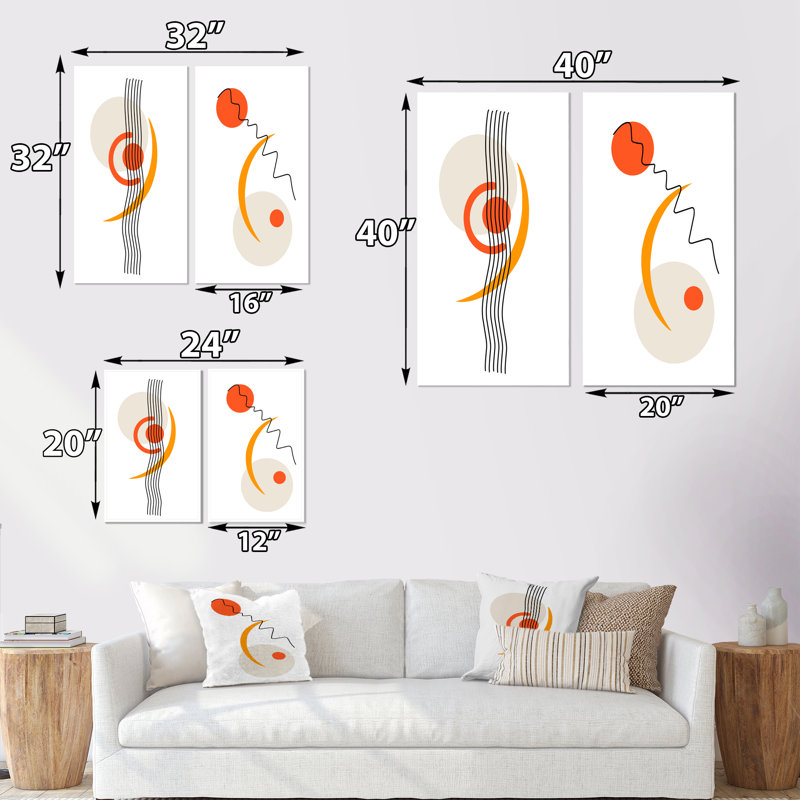 Scandinavian Abstract Minimalistic Geometrics XV - ensemble de 2 impressions, Toile tendue, H 32 po x l 32 po x P 1 po