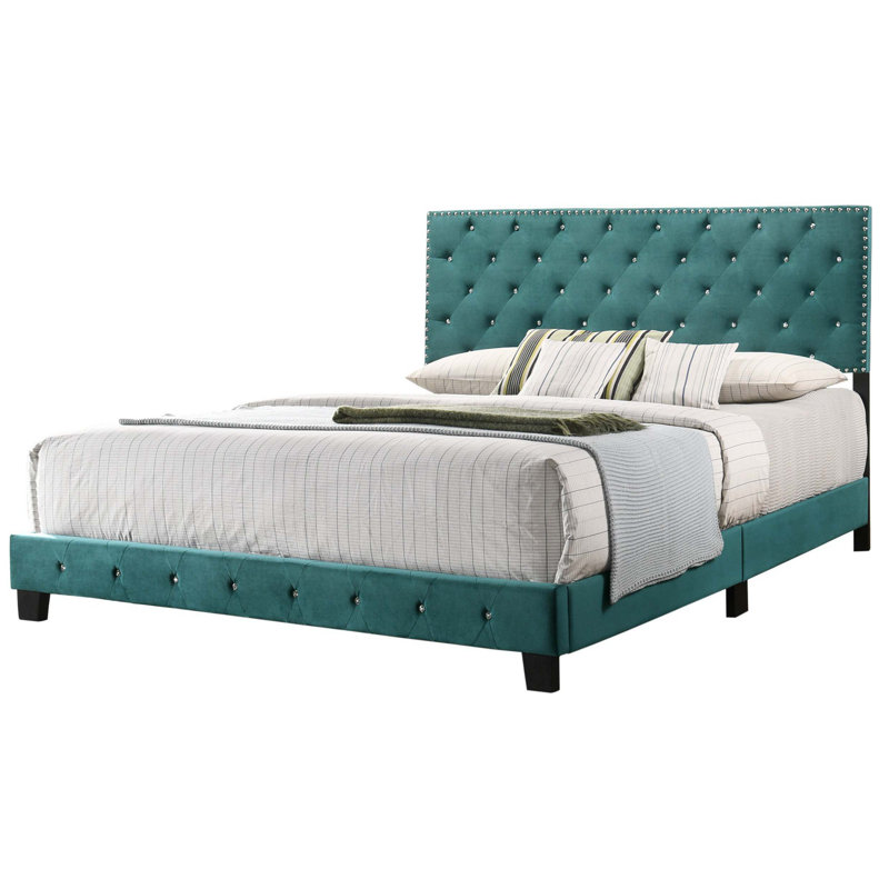 Anjelo Upholstered Standard Bed, Full, Green
