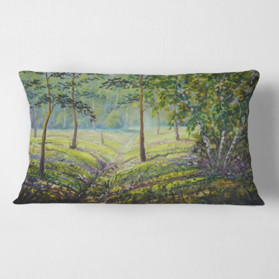 Pine Trees and Bushes in the Forest I Rectangular Pillow Cover & Insert