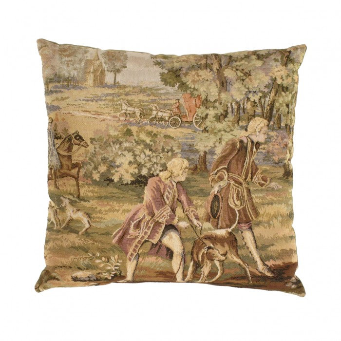 Coussin de tapisserie rétro 20 po, Brun