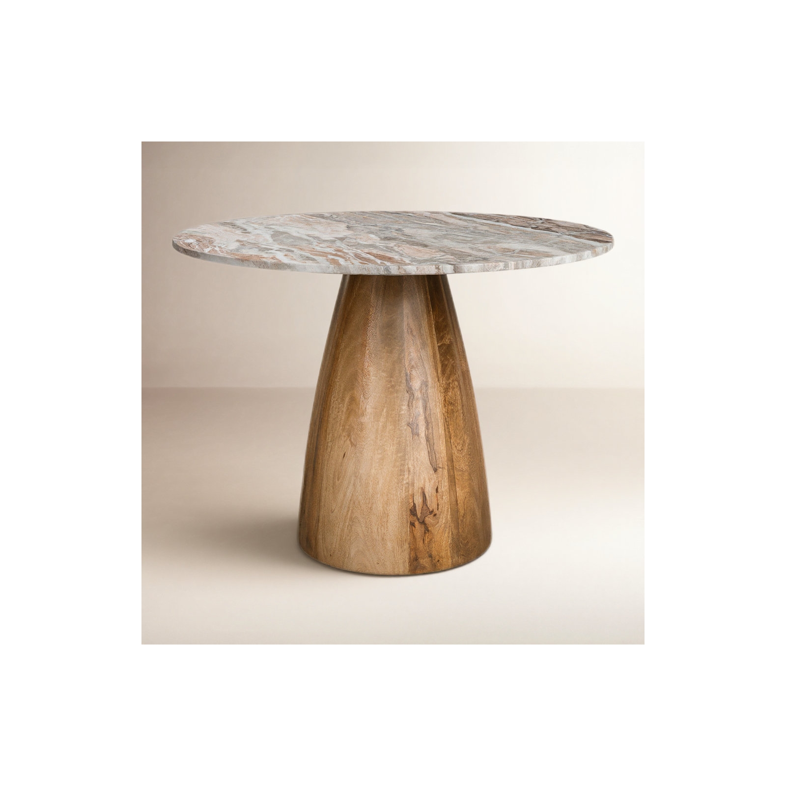 Mellonia Round Genuine Marble Dining Table, Pink, 30"H x 42"L x 42"W