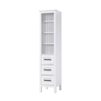 16 Inch Open Shelving Bath Storage Cabinet in White