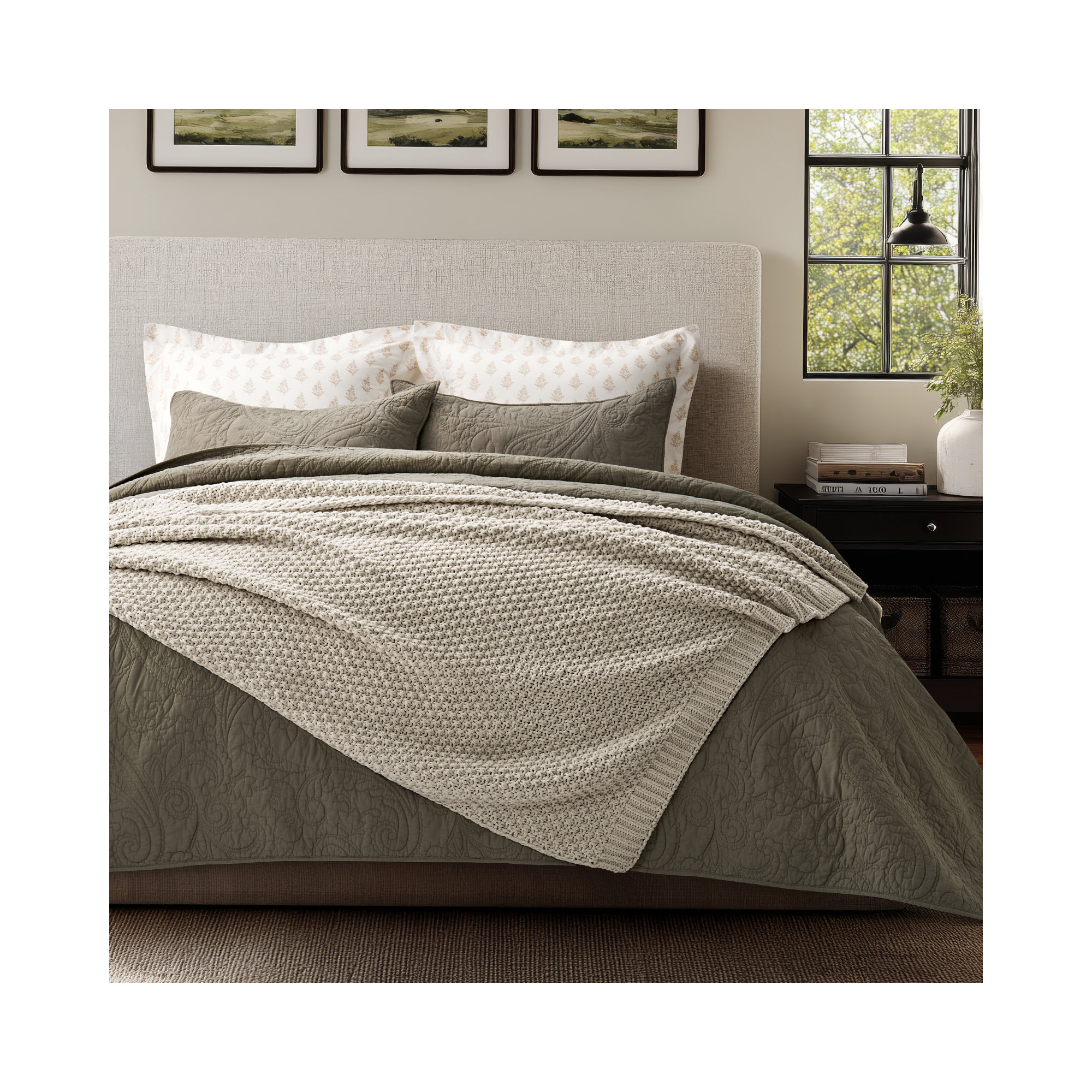 Chunky Chenille Knit Throw Blanket, Warm Gray, 60" L x 50" W