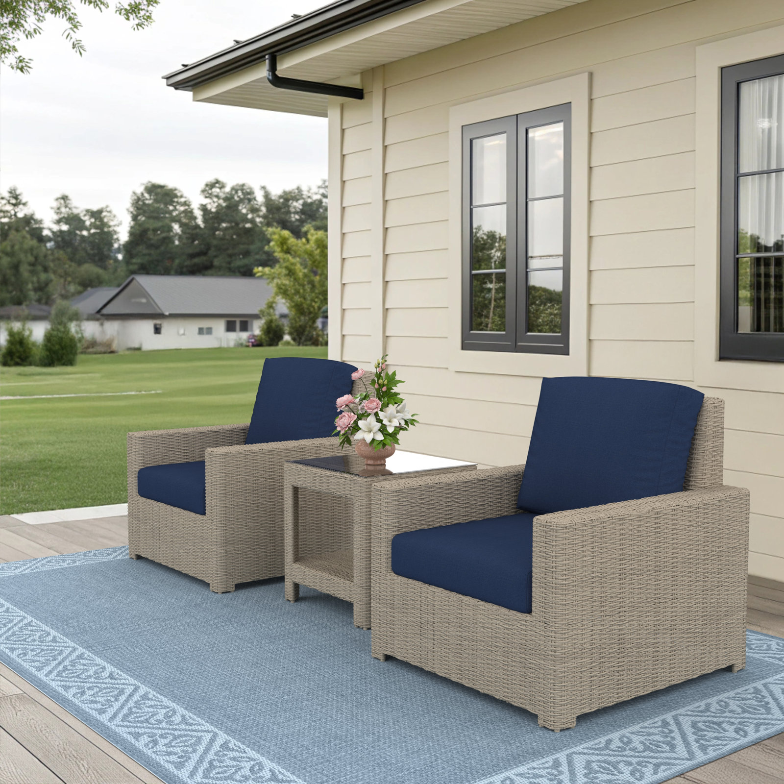 Henri 2-Person Sunbrella® Patio Seating Group, Canvas Navy